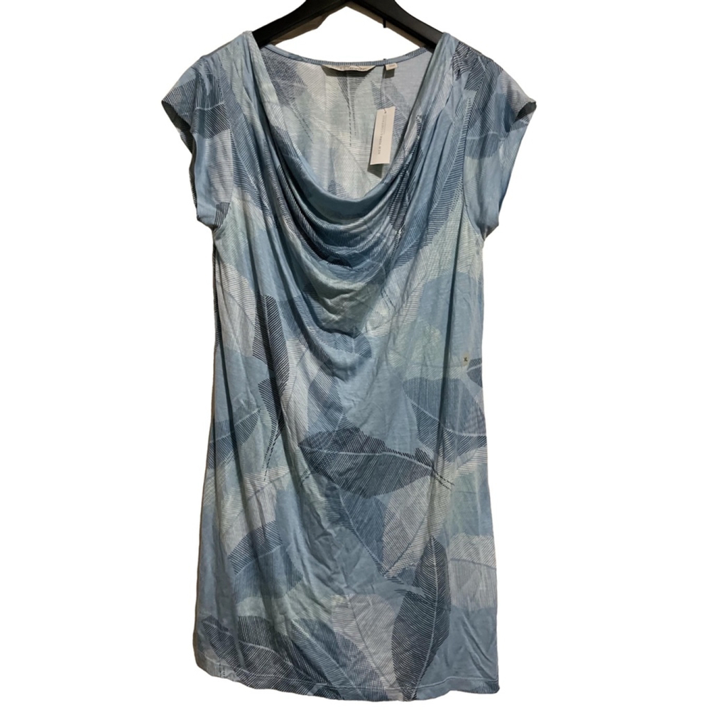 New York & Company Dress XL Blue Leaf Print